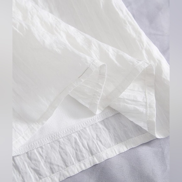 White Frill Trim Tie Front Crinkle Dress - Picture 4 of 8